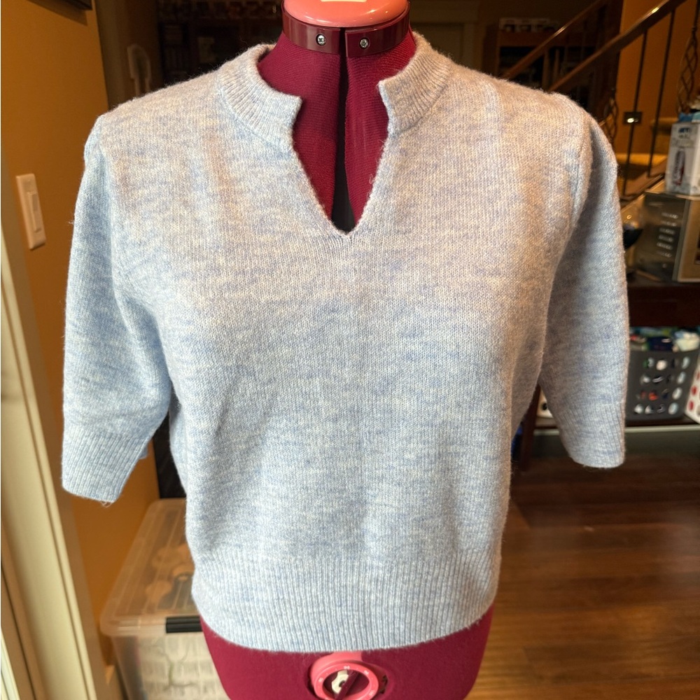 Pale Blue Heather Short Sleeved Sweater
